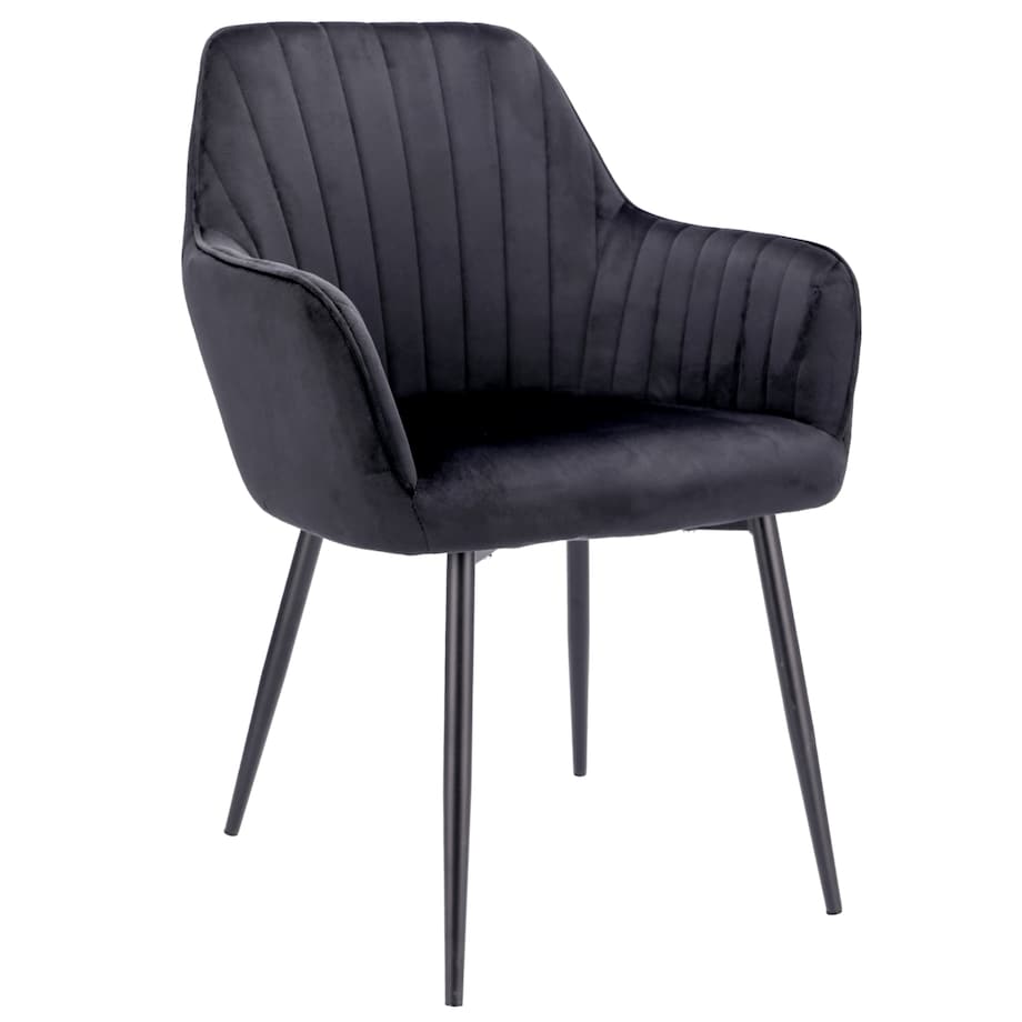 Krzesło welurowe CORA tapicerowane czarne