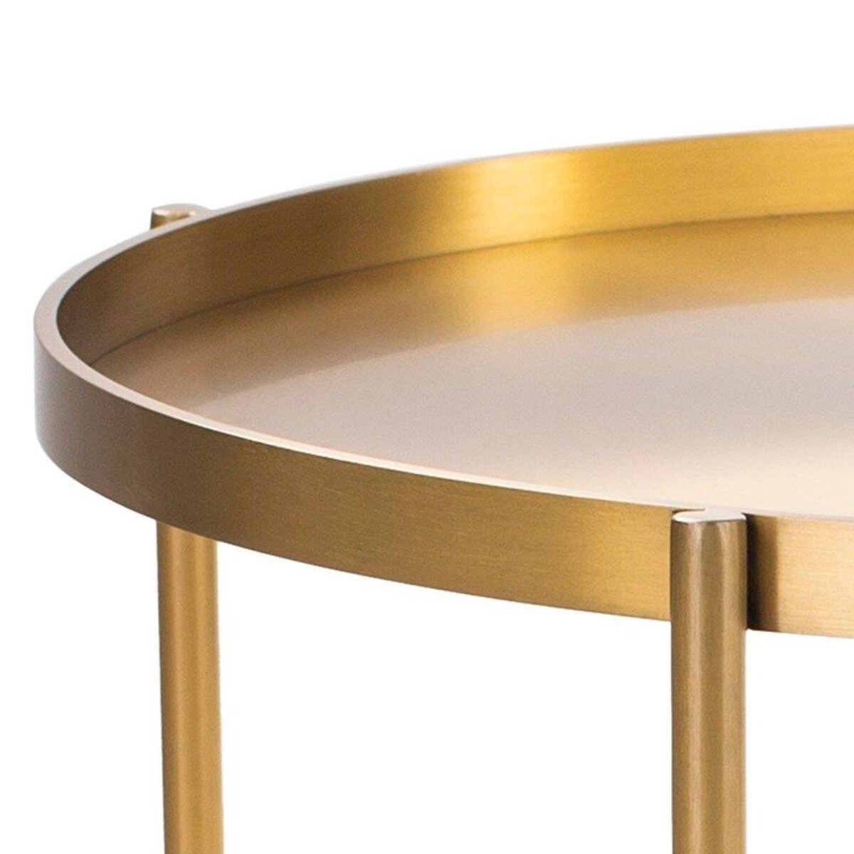 Metalowy stolik Moon ST-DP-F80-BR Moos Home do salonu okrągły mosiądz, Step Into Design