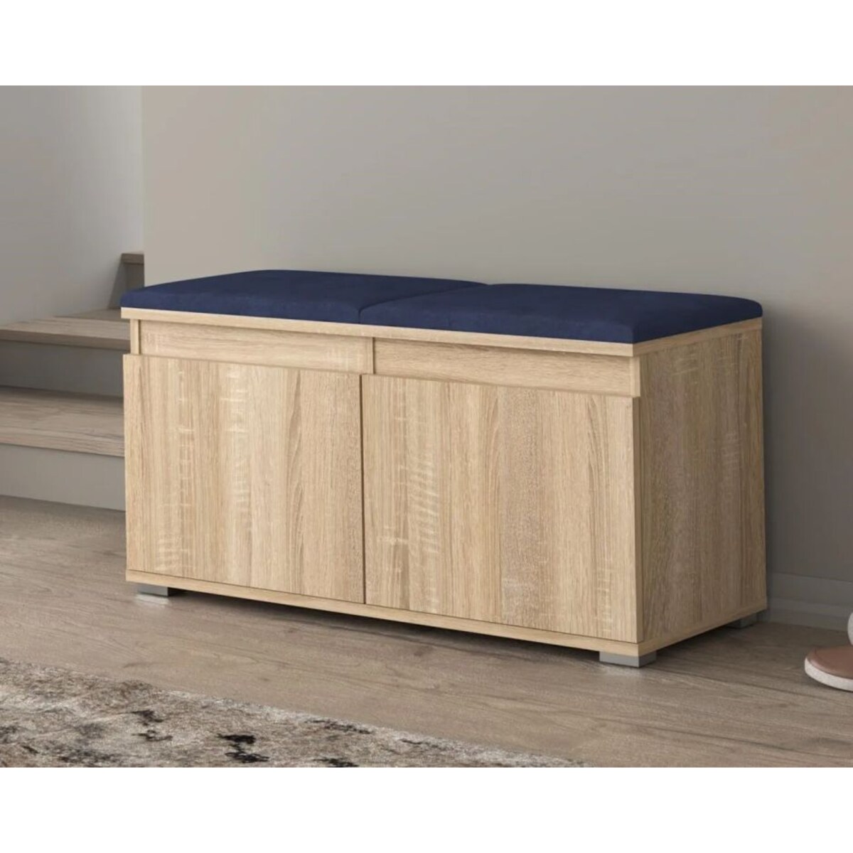 Szafka na buty z siedziskiem SINGAPUR 100 dąb sonoma/granatowy