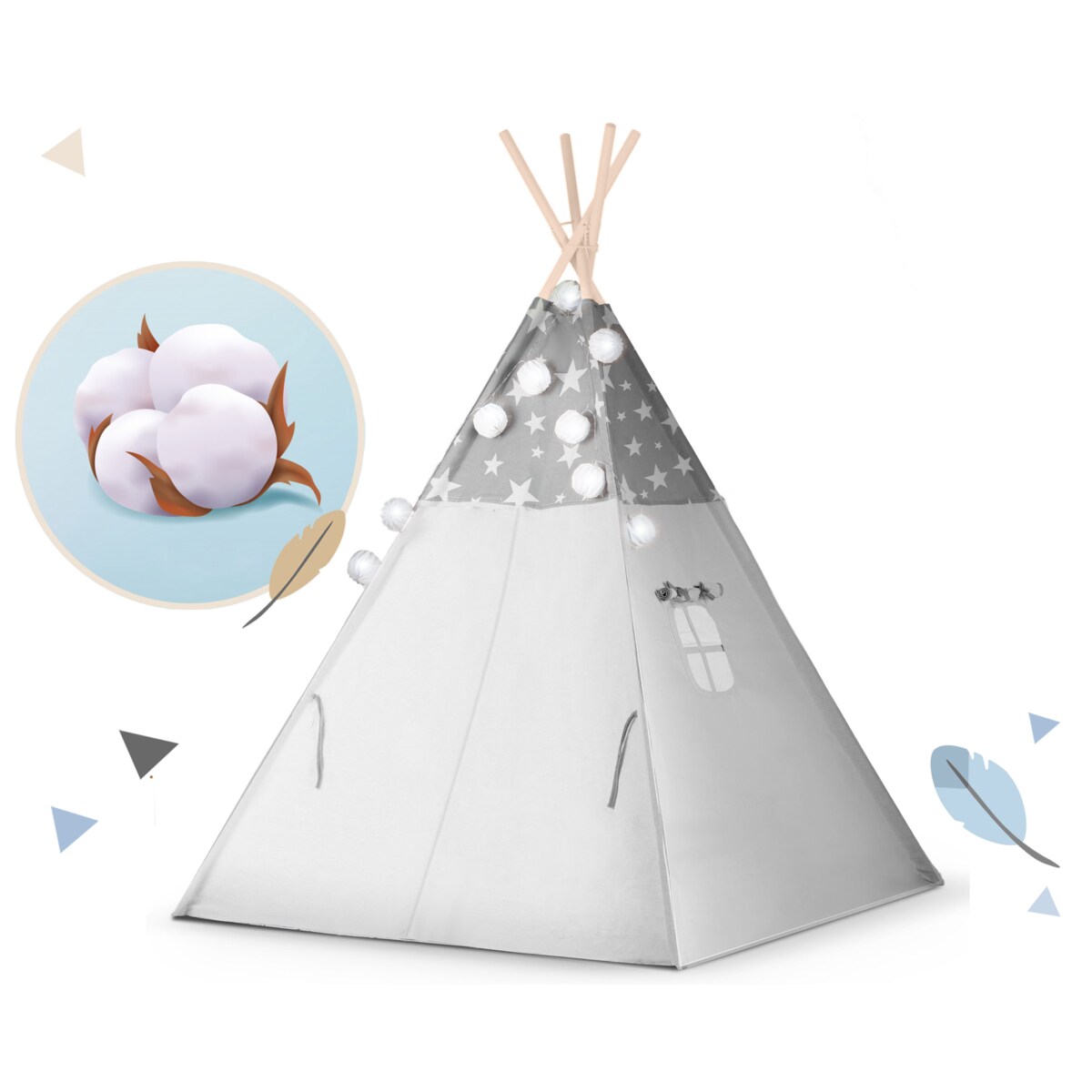 Tipi namiot wigwam dla dzieci teepee girlanda poduszki stabilizator Nukido
