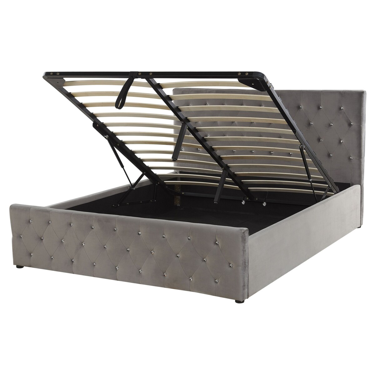 Łóżko z pojemnikiem welurowe 160 x 200 cm szare AMIENS
