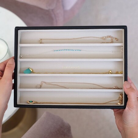 Szkatułka na biżuterię Stackers pięciokomorowa classic czarna velvet