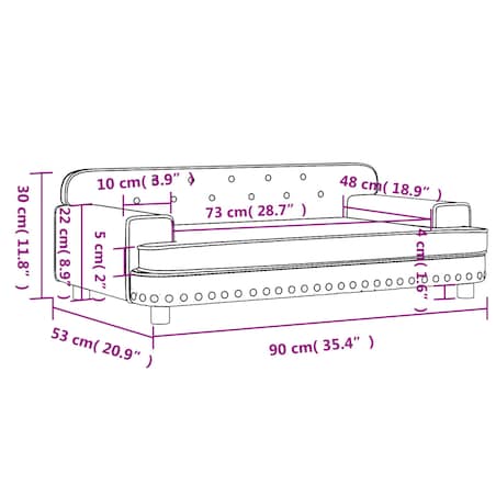 vidaXL Sofa dla dzieci, różowa, 90x53x30 cm, aksamit