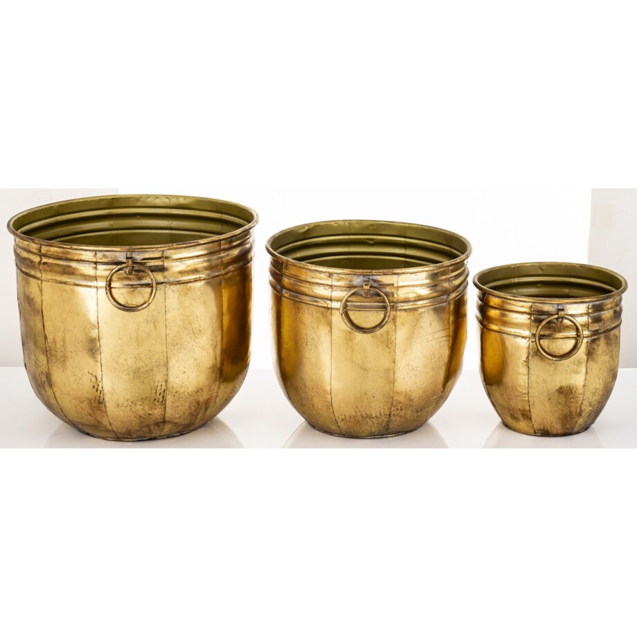 Komplet 3 szt. metalowych osłonek na doniczki 33,5x39,5x39,5 i 30x33 x 33 i 24x24,5x24,5 cm BARILE -2