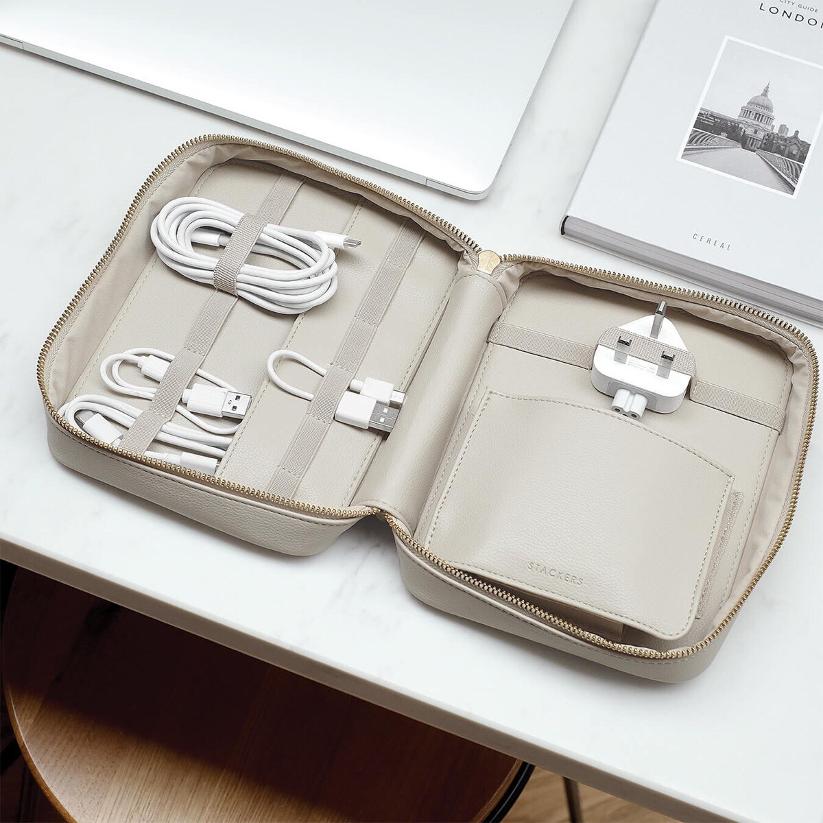 Etui na ładowarki i słuchawki Stackers jasnobeżowe