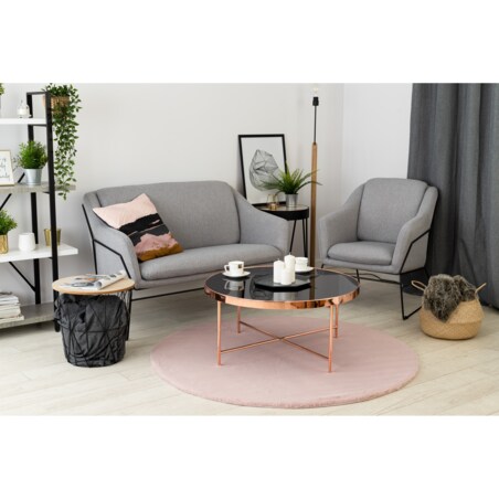 Dywan BUNNY koło róż IMITACJA FUTRA koło 100 cm