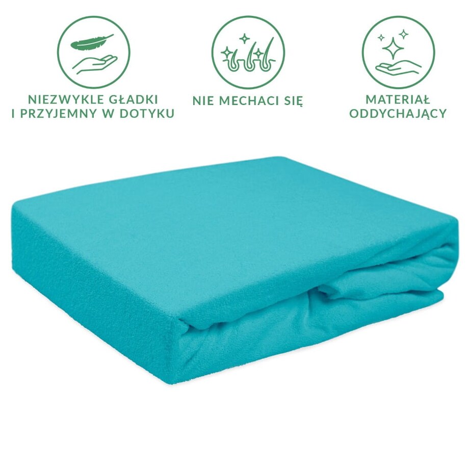 Prześcieradło frotte z gumką 200x220 kolor turkus