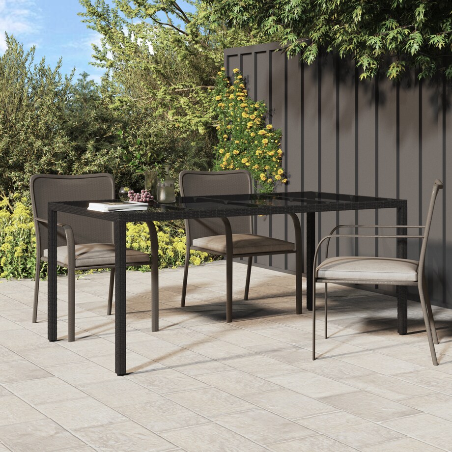 vidaXL Czarny stół jadalny ogrodowy 190x90x75 cm Polirattan