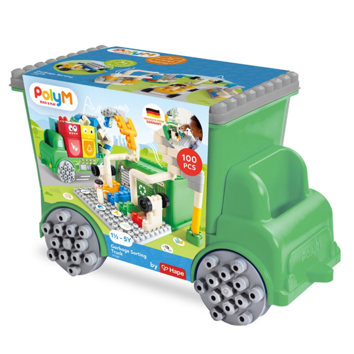 Miękkie Klocki Konstrukcyjne w Aucie Śmieciarka 100 el. 18m+ PolyM