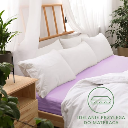 Prześcieradło jersey z gumką 160x200 kolor Wrzos