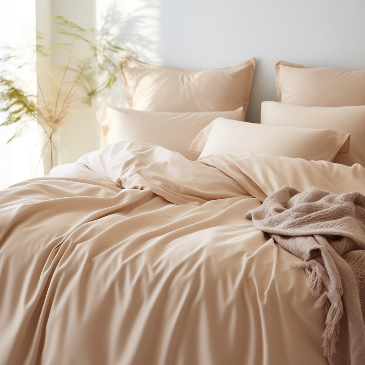 Pościel satyna bawełniana 220x200 kolor Jasny beż