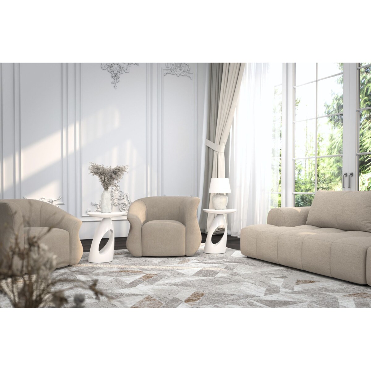 Stolik drewniany różne kolory Island, kolor biały ral