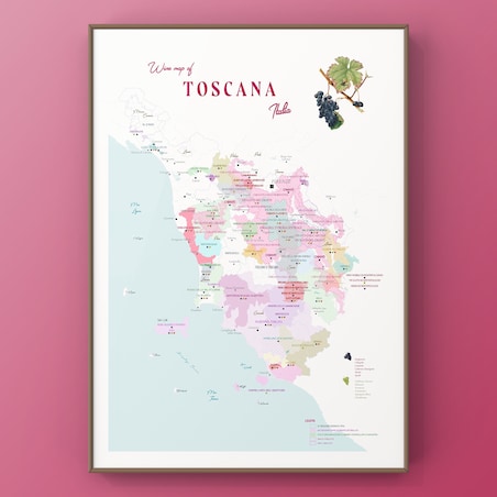 plakat TOSKANIA WŁOCHY region winiarski 40x50cm