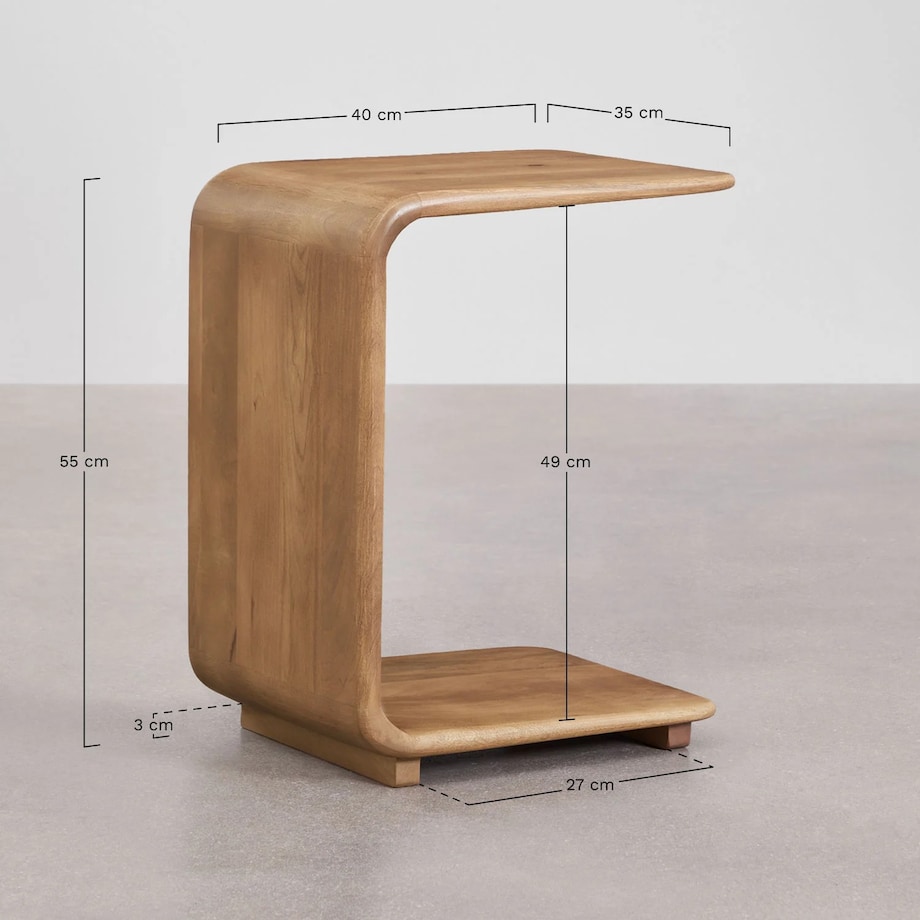 Stolik pomocniczy z drewna mango, 35x40 cm Tinsley, naturalny