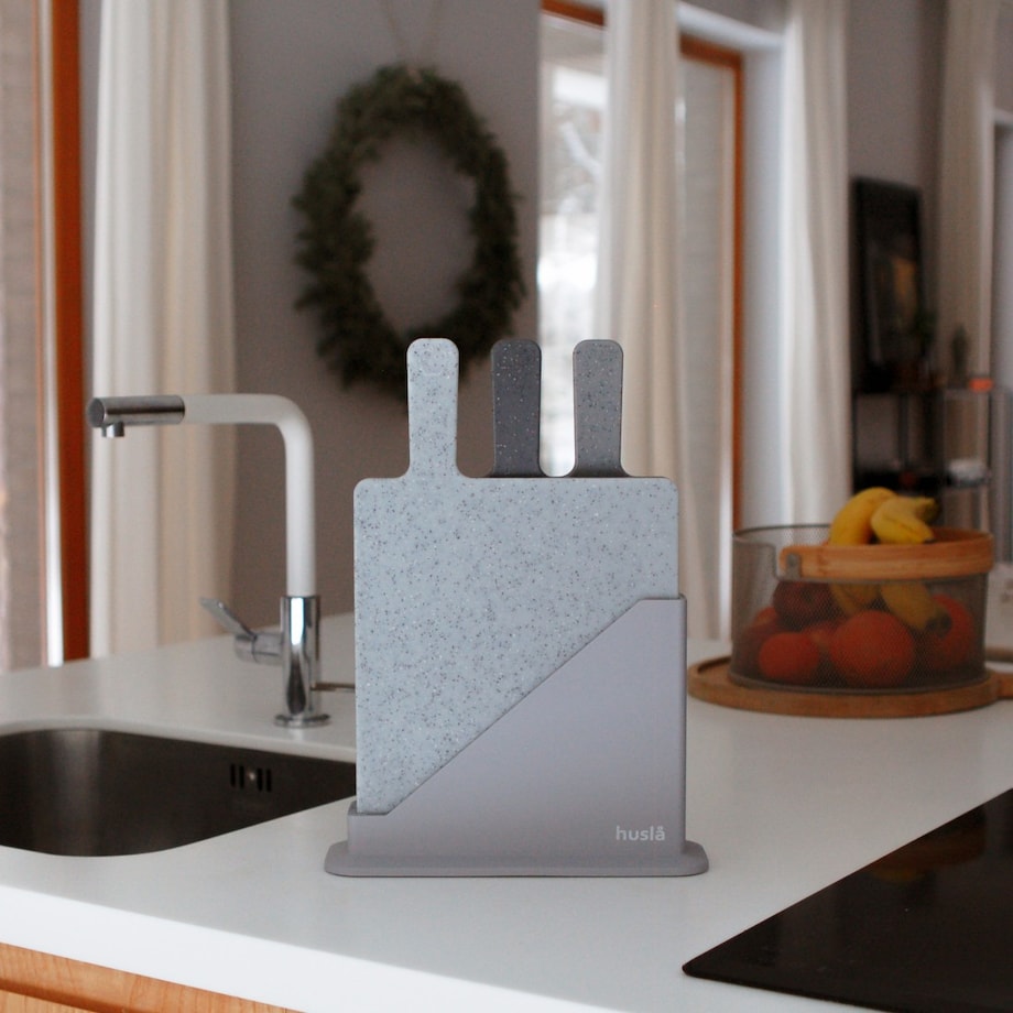 Zestaw 3 desek do krojenia na stojaku HUSLA