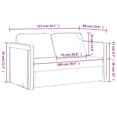vidaXL Sofa podłogowa 2-w-1, czarna, 112x174x55 cm, sztuczna skóra