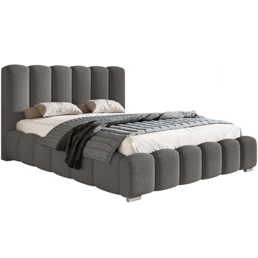 Łóżko tapicerowane 160x200 BEN 18 z pojemnikiem, tkanina Catch Me- szary