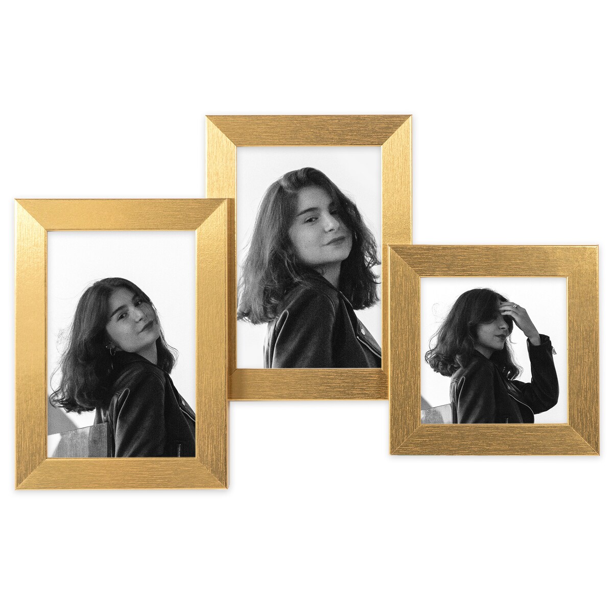 Multirama ramka na zdjęcia. Złota multirama na trzy zdjęcia 10x15 cm 10x10 cm Ramka na zdjęcia 3 w 1 MULTI HEN 4 FRAMAI®
