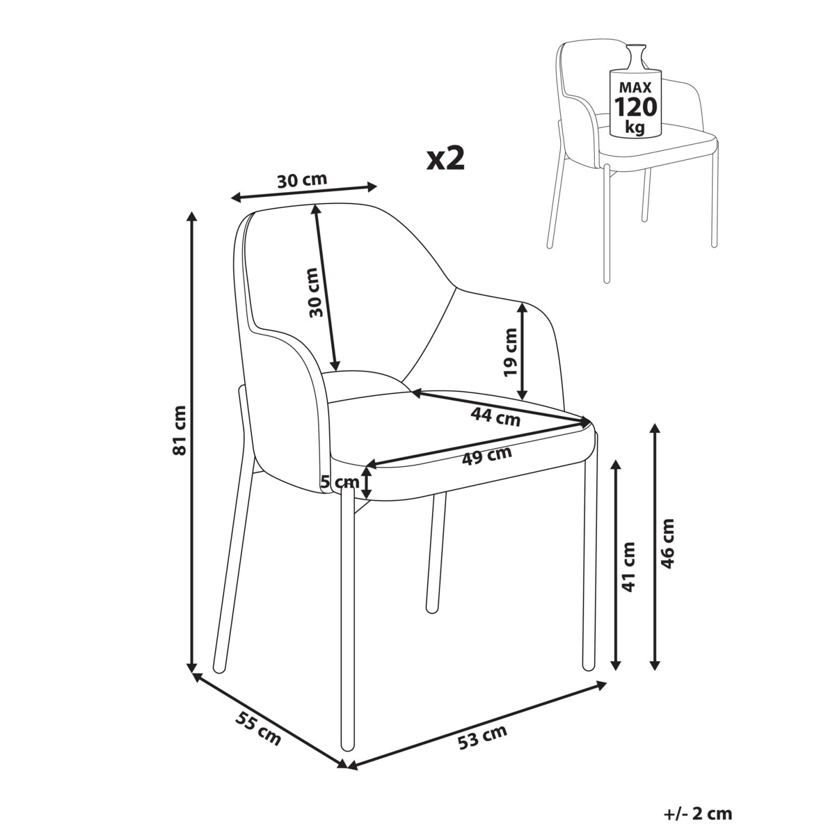 Zestaw 2 krzeseł do jadalni RATON Sztruks Beżowy