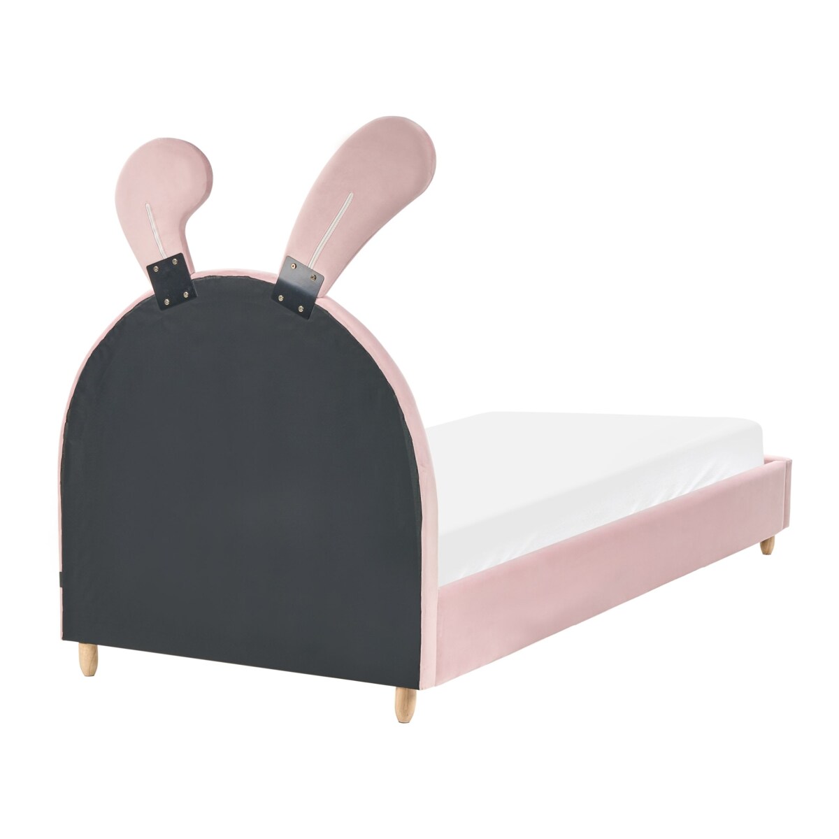 Łóżko dziecięce Królik Welur LALLIAS 90 x 200 cm Różowy