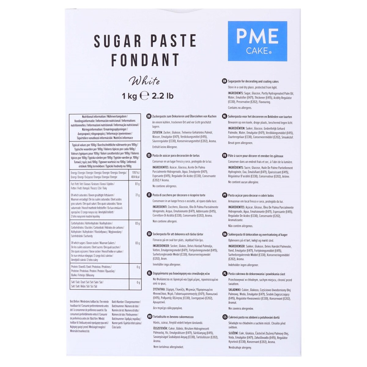 PME Masa cukrowa - Biały, 1 kg