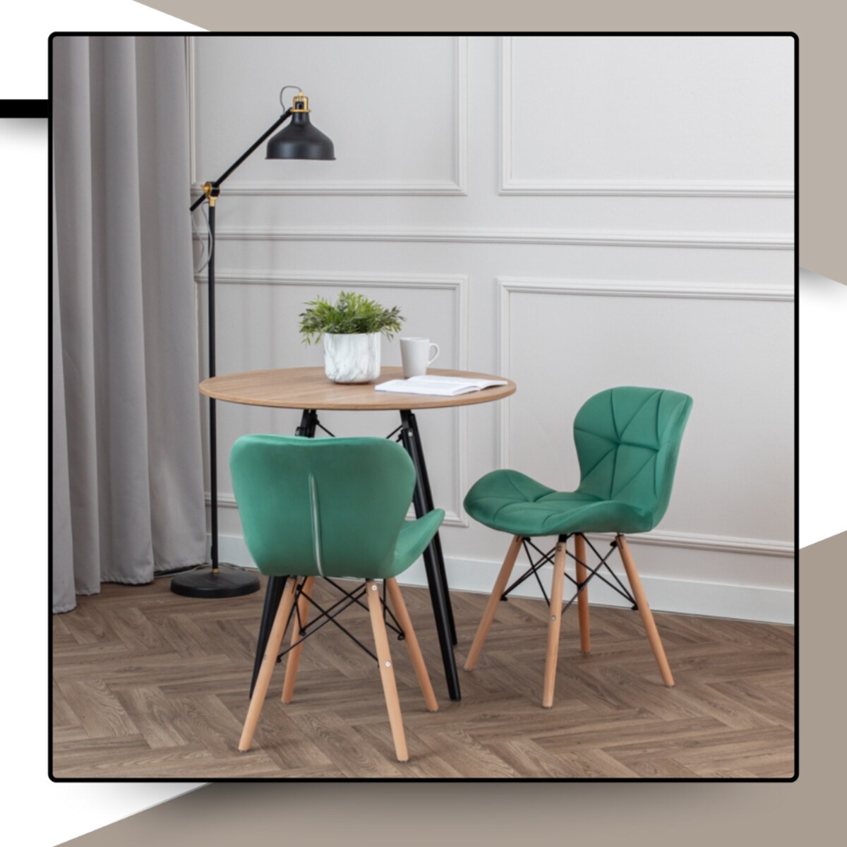 Krzesło Tapicerowane Welurowe Do Jadalni Salonu Pikowane Skandynawskie