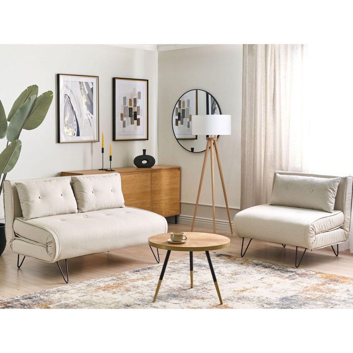 Komplet wypoczynkowy dla 3 osób VESTFOLD Jasnobeżowy