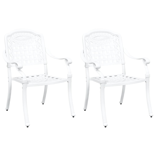 Krzesła ogrodowe vidaXL 2 sztuki Białe z odlewu aluminiowego