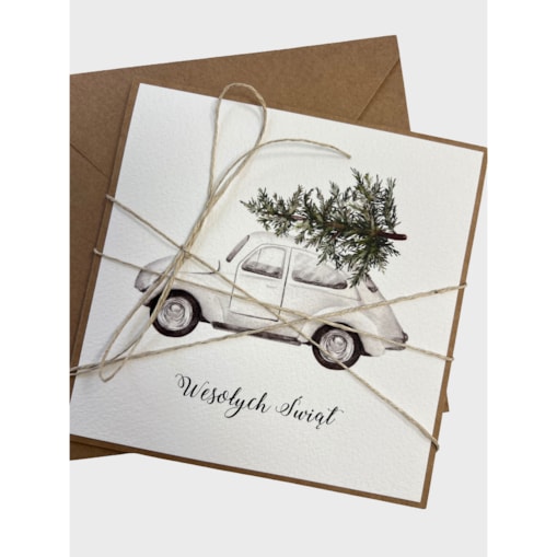 Ręcznie robiona kartka świąteczna na Boże Narodzenie, bożonarodzeniowa + piękne życzenia świąteczne