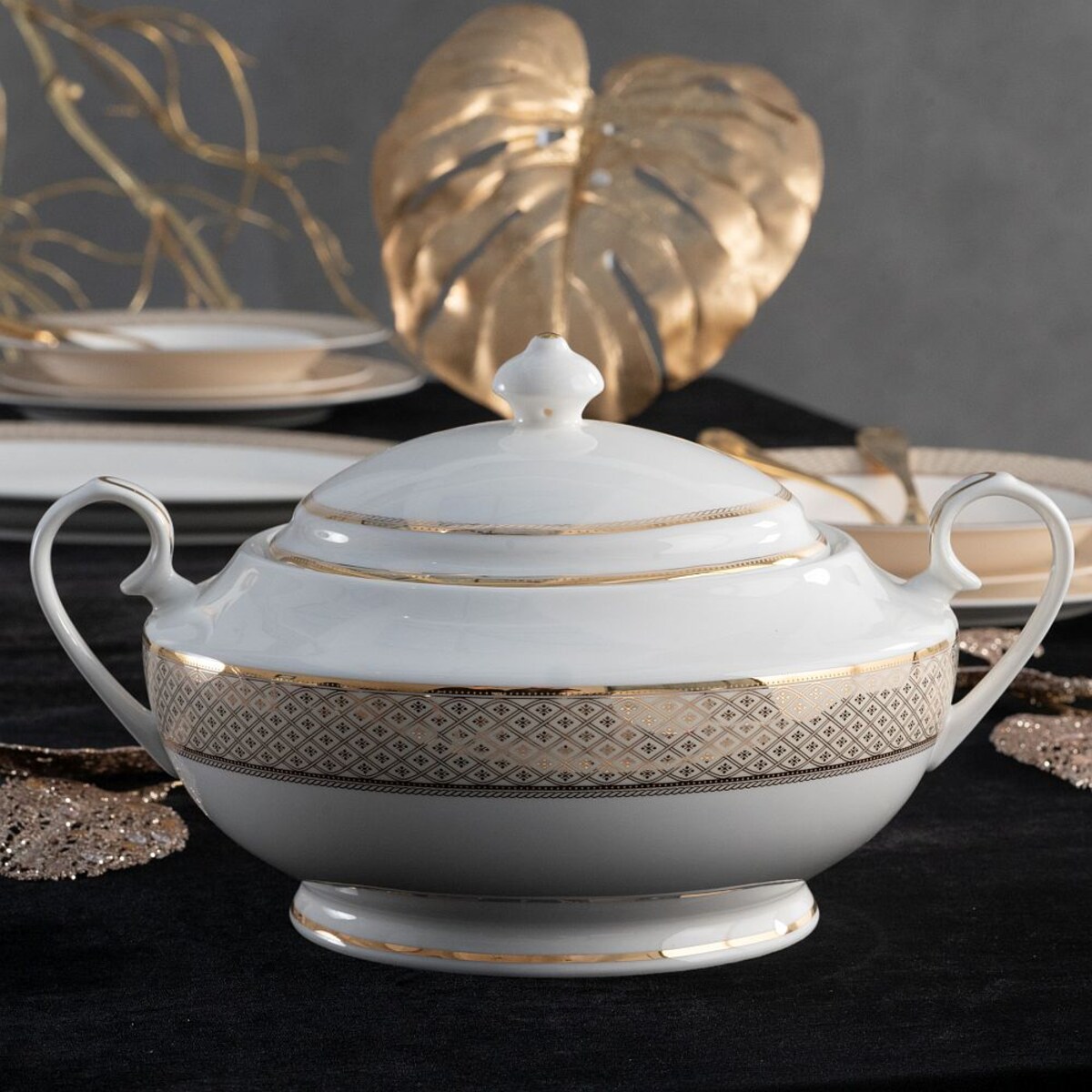 VILLA ITALIA Serwis obiadowy porcelanowy na 12 osób z wazą VERONICA