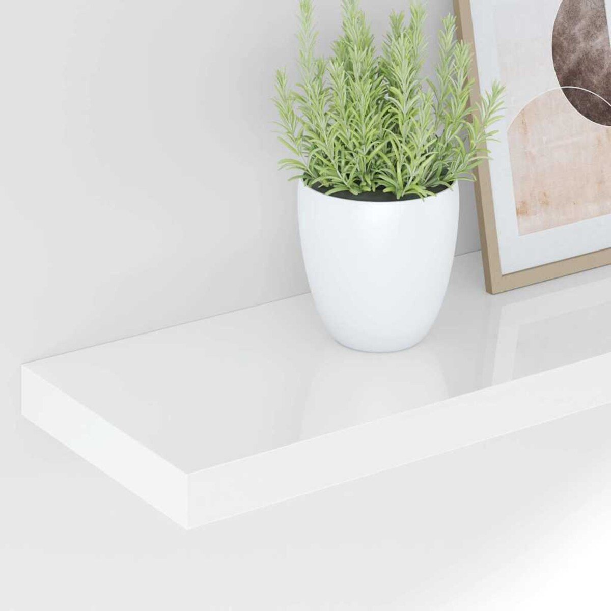 vidaXL Półki ścienne, 4 szt, wysoki połysk, białe, 80x23,5x3,8 cm, MDF