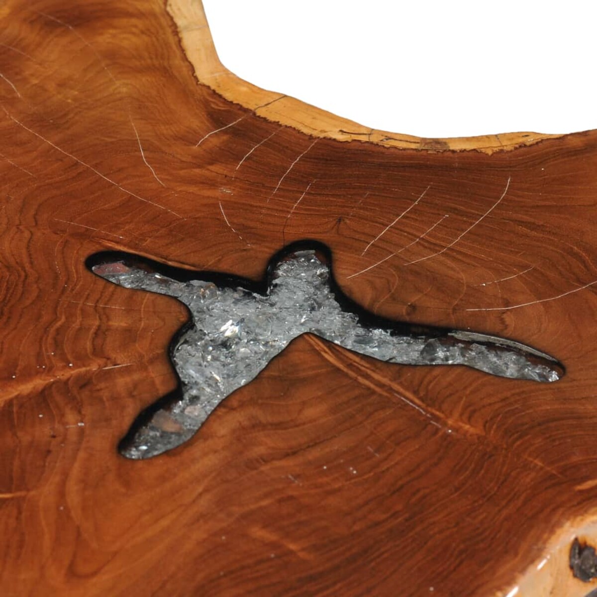 vidaXL Stolik kawowy, 70x45 cm, lite drewno tekowe i poliżywica