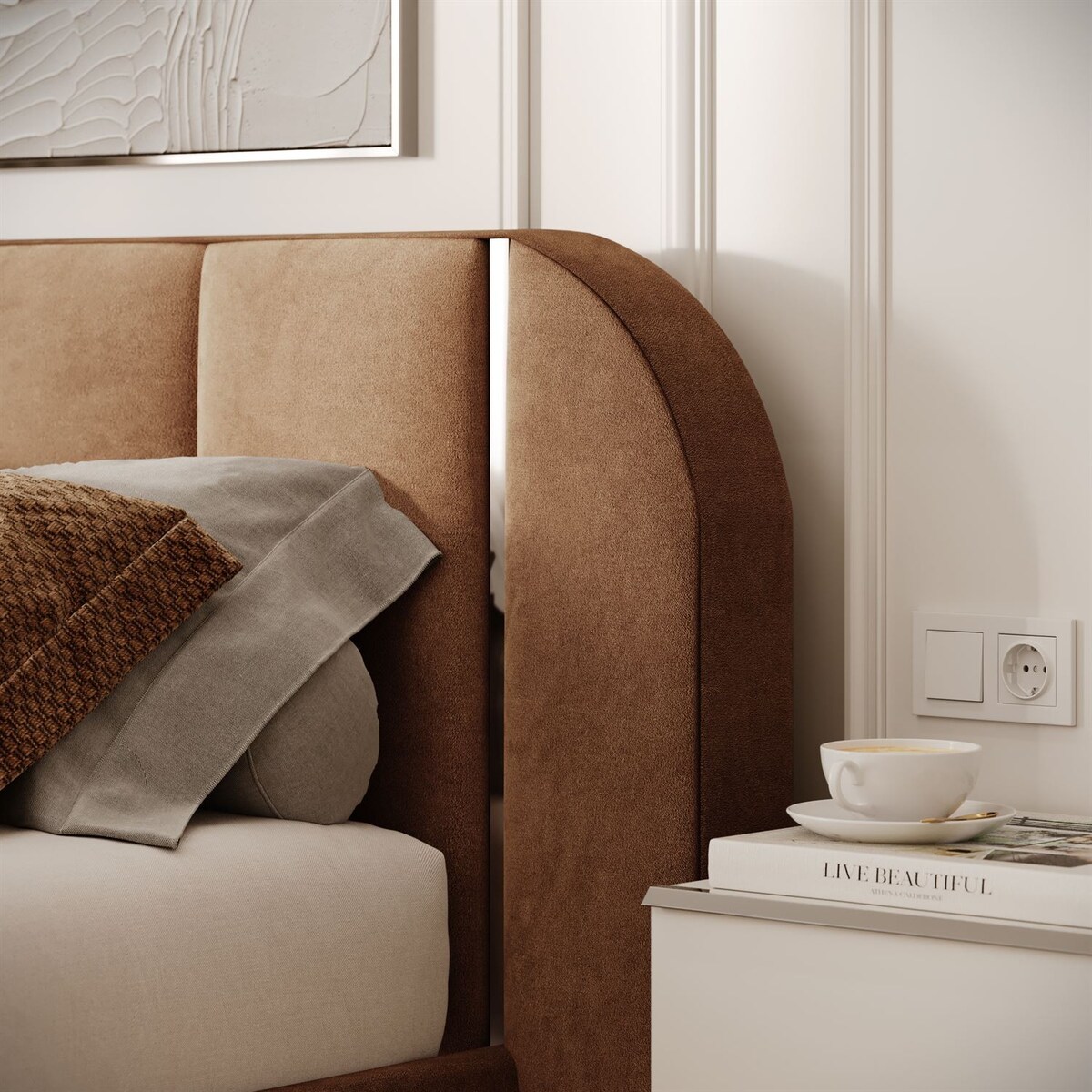 Łóżko tapicerowane AMARA SILVER, pojemnik, stelaż 32, 140x200, Royal Velvet 87198