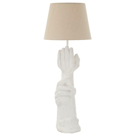 Lampa stołowa Life, kolor biały, żywica syntetyczna, żelazo i tkanina, 35 x 35 x 93 cm, 1 x E27, styl nowoczesny, do salonu i sypialni, Mauro Ferretti