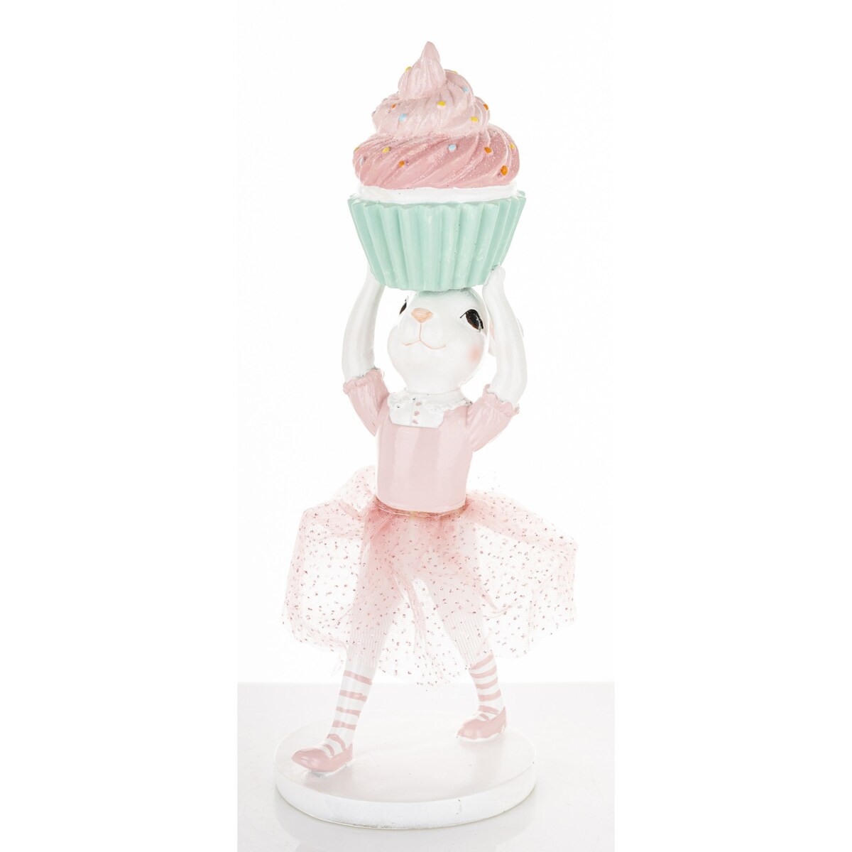 Dekoracja - króliczka w tiulowej spódniczce 30x11x11 cm GUDRUN-2 z muffinką