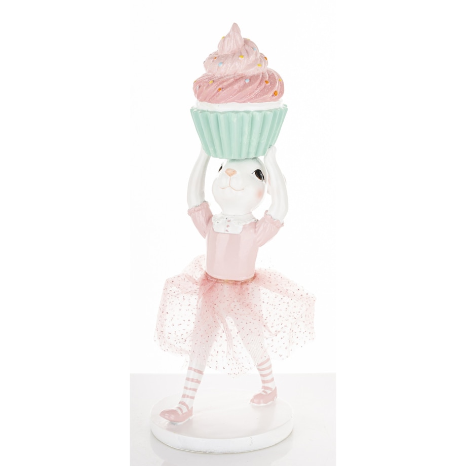 Dekoracja - króliczka w tiulowej spódniczce 30x11x11 cm GUDRUN-2 z muffinką