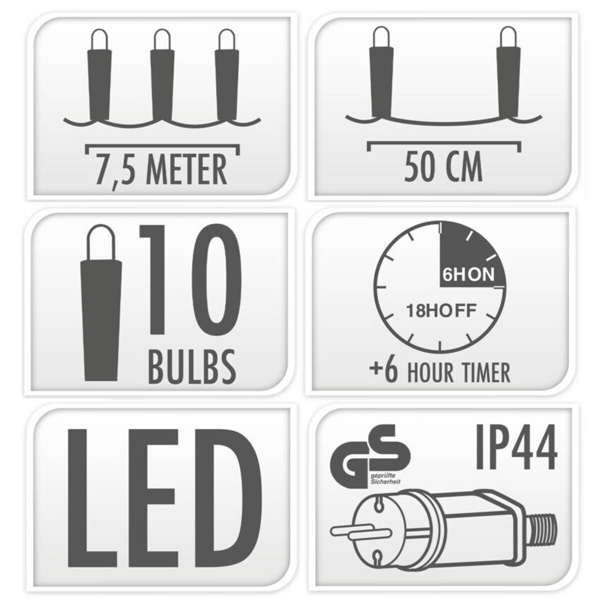 Girlanda solarna do ogrodu PARTY ALL NIGHT, 10 lampek w industrialnym stylu