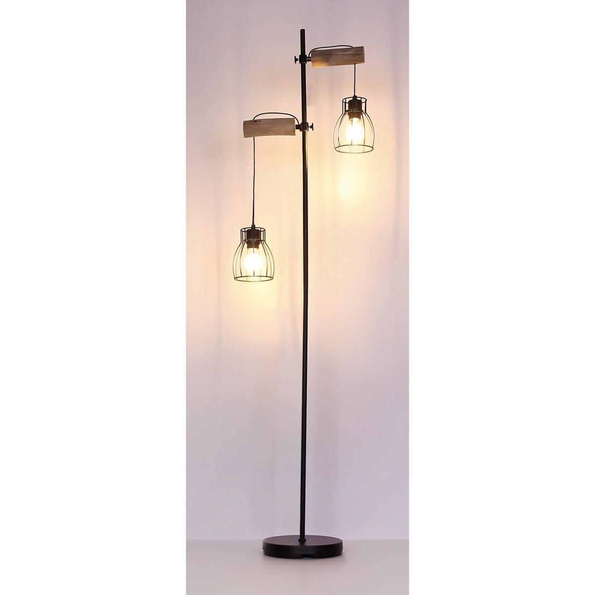 Stojąca lampa podłogowa Mina 15326-2SN drewniana czarna