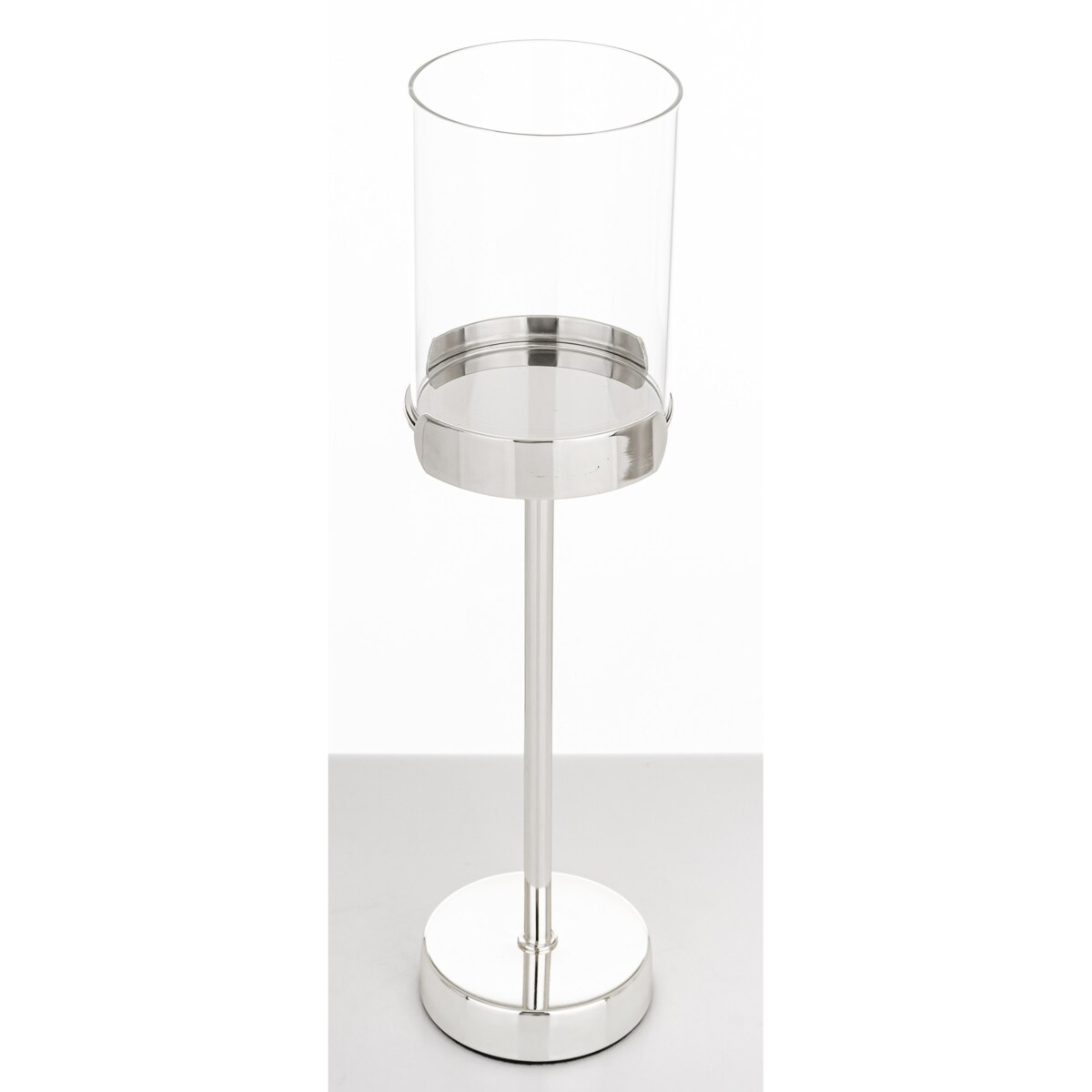 Świecznik srebrny z kloszem 33x8,5x8,5 cm CHANDIA