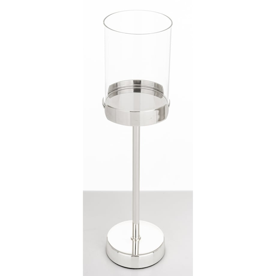 Świecznik srebrny z kloszem 33x8,5x8,5 cm CHANDIA