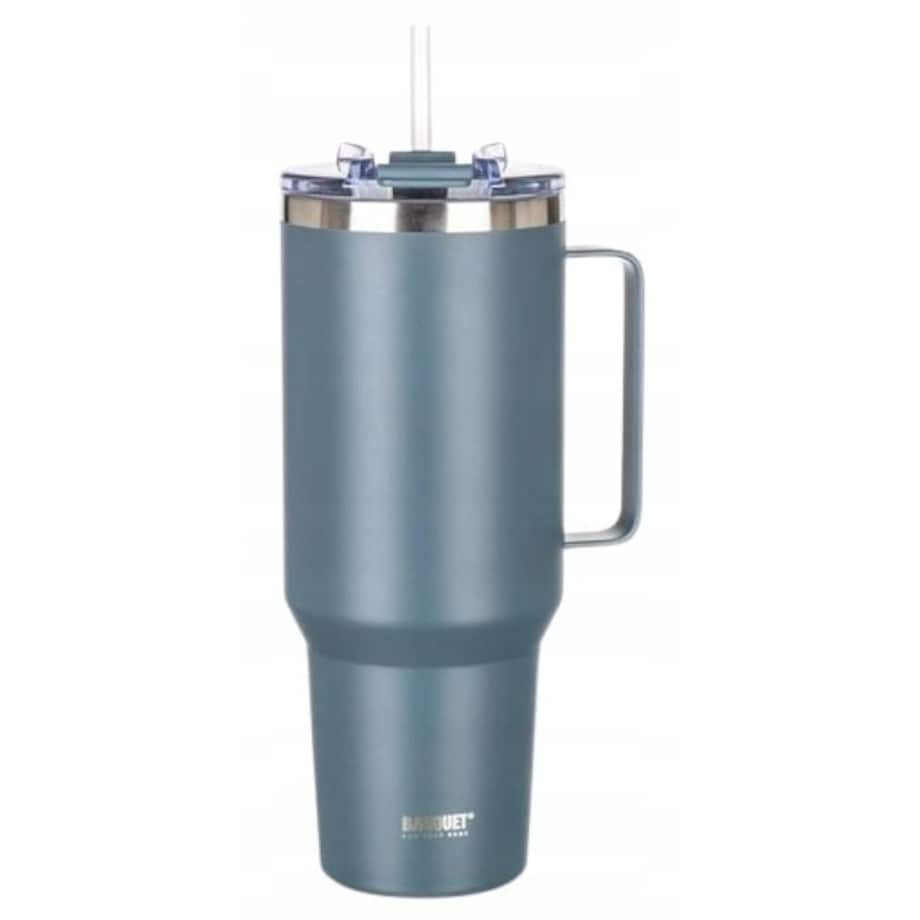 KUBEK PODRÓŻNY TERMICZNY termos 1200 ml ze słomką na napoje wysoki szary