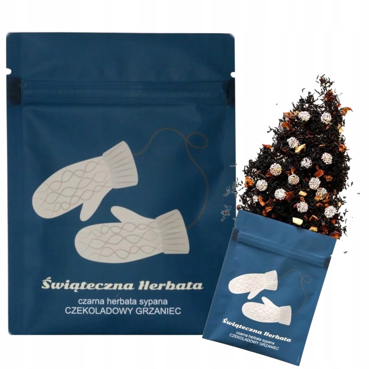 ŚWIĄTECZNA TOREBKA HERBATA CZARNA SYPANA "CZEKOLADOWY GRZANIEC" - PREZENT UPOMINEK NA MIKOŁAJA ŚWIĘTA GWIAZDKĘ BOŻE NARODZENIE POD CHOINKĘ DLA KOBIETY FACETA ŻONY MĘŻA
