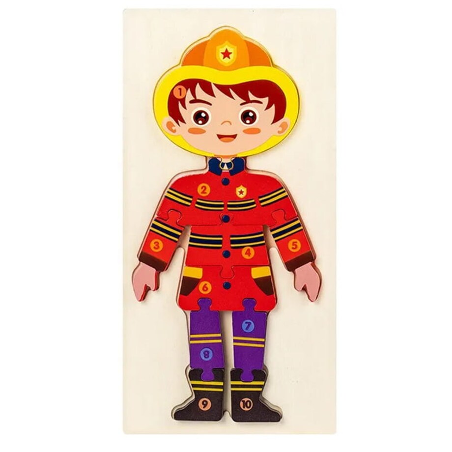 Puzzle drewniane - Zawody - Strażak