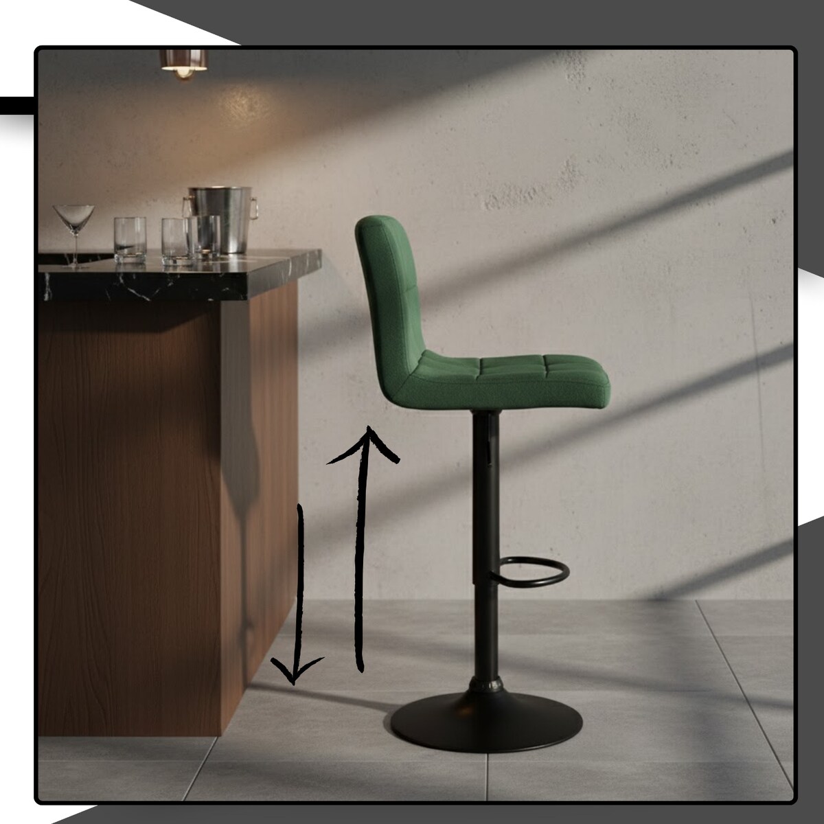 Hoker barowy obrotowy krzesło tapicerowany welurowy regulowany do wyspy