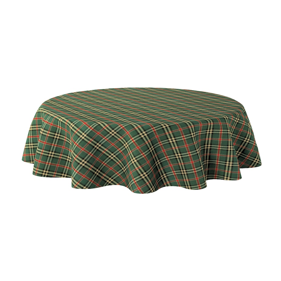 Obrus okrągły 160 x 160 cm zielono-czerwona kratka
