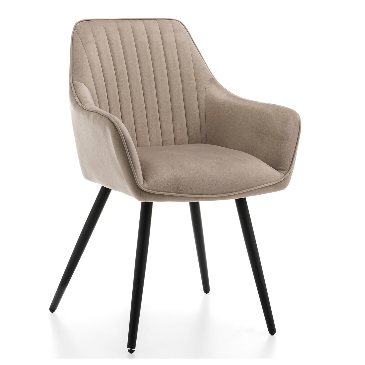 Krzesło tapicerowane pikowane welurowe do salonu jadalni nowoczesne PASSO ciemnobeżowe