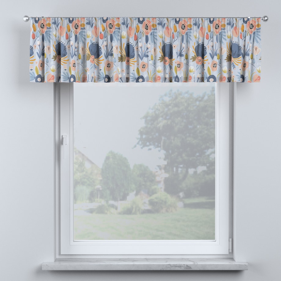 Lambrekin na taśmie marszczącej 390x40 niebieski