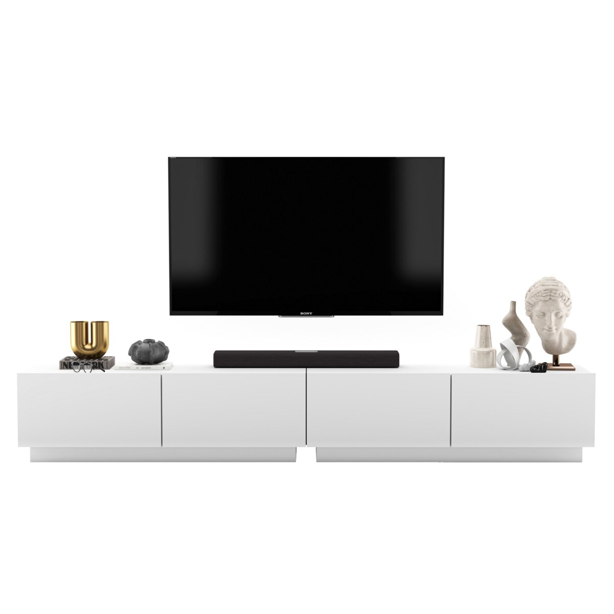 Szafka RTV Loft Stojąca / Wisząca Komoda RTV Biały MAT 240 cm