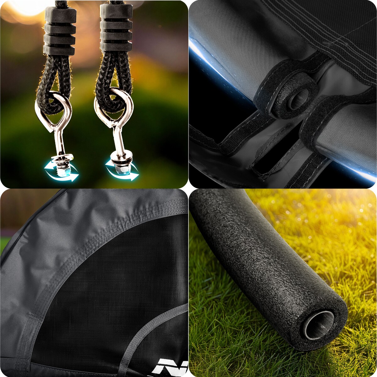 Huśtawka ogrodowa Neo-Sport Swingo bocianie gniazdo fotel wiszący 100 cm czarna