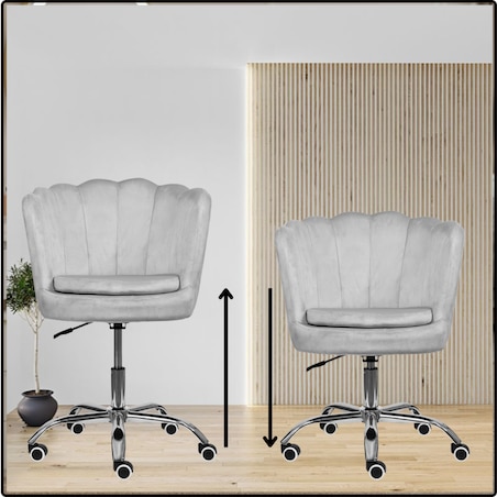 Fotel obrotowy krzesło muszelka welurowy do biurka toaletki szare shell